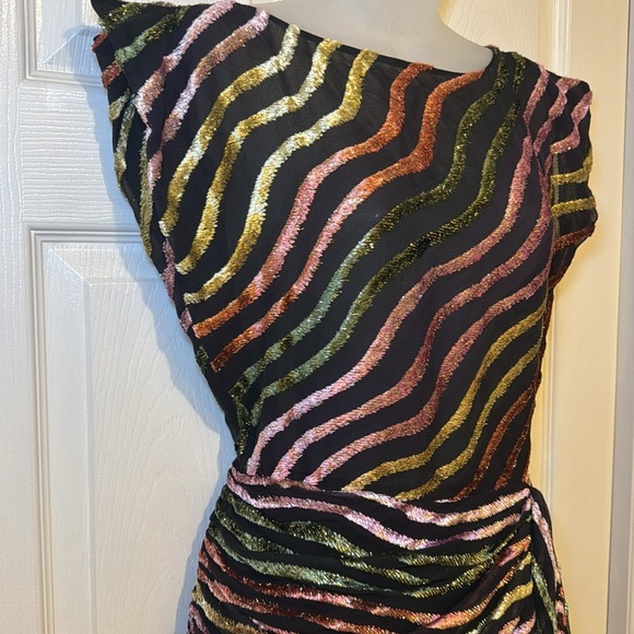 Vintage 80’s Vicky Tiel Black Velvet & Silk Cocktail Dress Size 10 Vintage - Picture 5 of 16